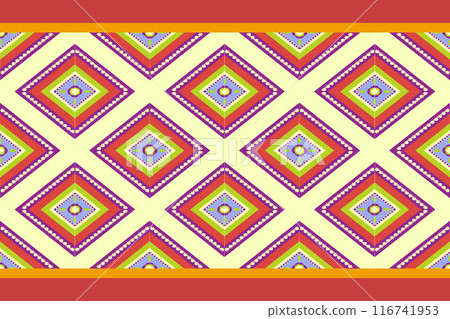 Abstract geometric ethnic seamless pattern. Geometric ethnic pattern fabric style. Geometric ethnic pattern design for clothing, textile, wrapping, background, wallpaper, carpet, embroidery Abstract geometric ethnic seamless pattern. Geometric ethnic pattern fabric style. Geometric ethnic pattern design for clothing, textile, wrapping, background, wallpaper, carpet, embroidery 116741953
