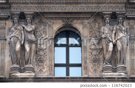 Architectural fragments of Louvre building in Paris 116742023