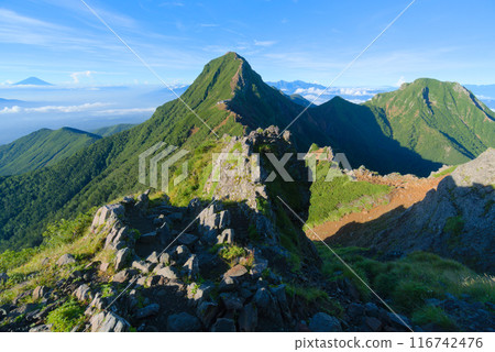 從橫嶽山看的赤嶽山和阿彌陀山 116742476