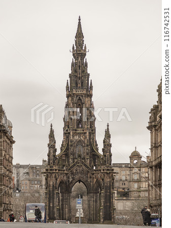 A view of the impressive gothic style Scott Monument. 116742531