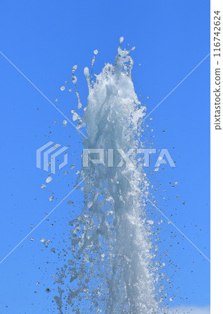 Scenery with a fountain: Water gushing out with force 116742624