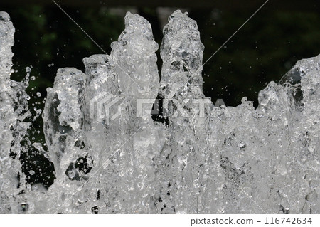 Scenery with a fountain: Water gushing out with force 116742634
