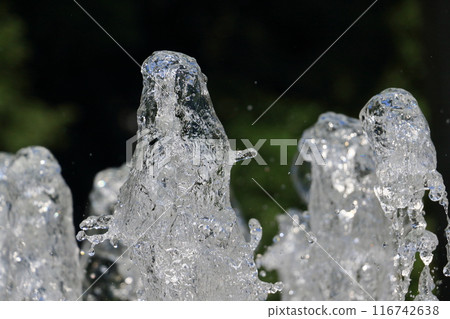 Scenery with a fountain: Water gushing out with force Scenery with a fountain: Water gushing out with force 116742638