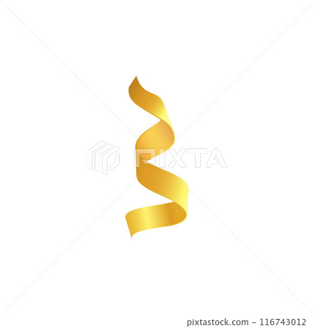 Vertical gold ribbon with swirls for holiday decor. 116743012