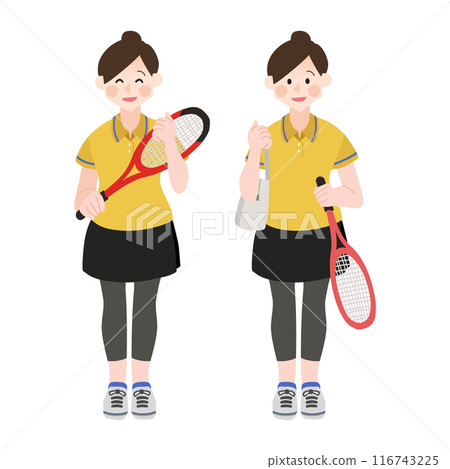 穿著網球服、背著運動包的女人 116743225