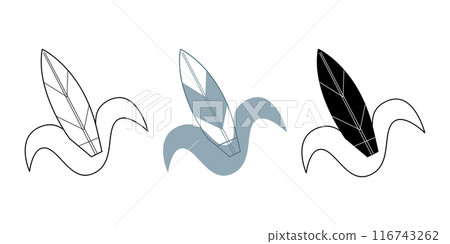 Set with surfboards on a wave. Doodle clip art for your projects. Set with surfboards on a wave. Doodle clip art for your projects. 116743262