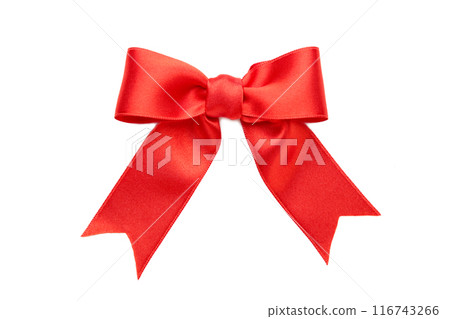 Shiny red satin bow isolated on white background. 116743266