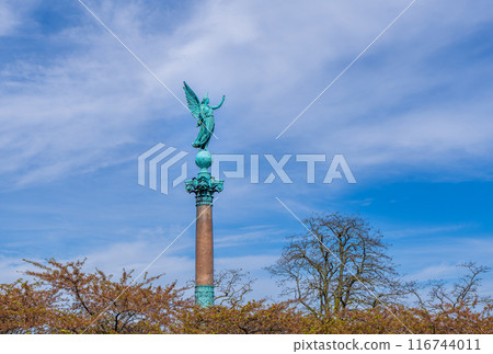 Iver Huitfeldt Memorial Column under Blue Sky in Copenhagen. Iver Huitfeldt Memorial Column under Blue Sky in Copenhagen. 116744011
