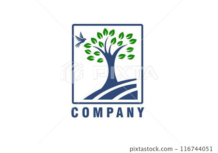 Trees and Birds with Green and Blue Color Scheme Logo vector design 116744051
