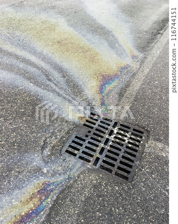 Oil stain on the asphalt 116744151