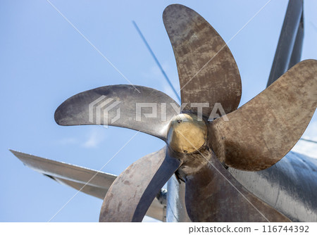 boat propeller on blue sky background 116744392