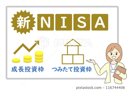 A female businesswoman explaining the new NISA A female businesswoman explaining the new NISA 116744406