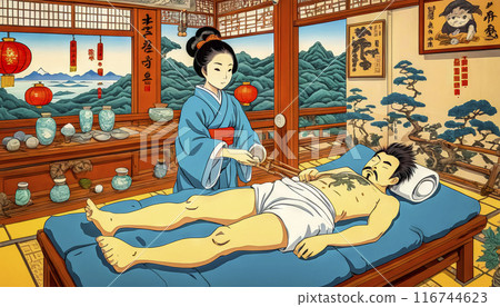 Engraving about the work of doctors of traditional Chinese medicine Engraving about the work of doctors of traditional Chinese medicine 116744623