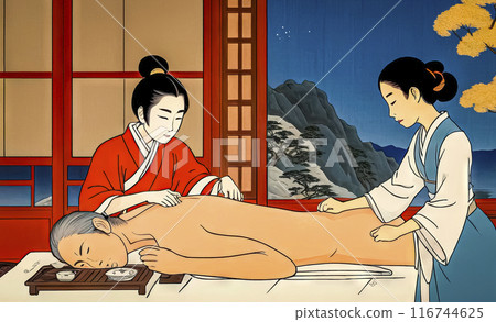 Engraving about the work of doctors of traditional Chinese medicine Engraving about the work of doctors of traditional Chinese medicine 116744625