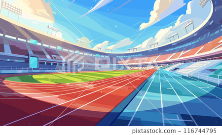 Stadium Running Track Cartoon Game Background Athletic Competition Sports Arena Outdoor Track Field Event Exercise Illustration Sport Stadium Arena Athleticism Training Ground 116744795
