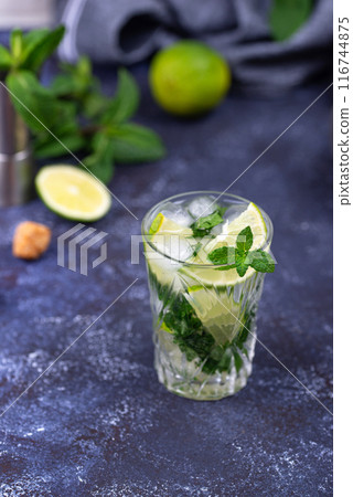 Summer cocktail with lime and mint Summer cocktail with lime and mint 116744875
