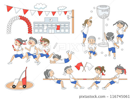 Illustration of children competing in a sports day 116745061