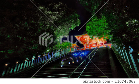 The illuminated tower gate of Omi Shrine The illuminated tower gate of Omi Shrine 116745062
