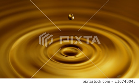 Super Slow Motion of Splashing Whiskey or Cider Drop, Filmed on High Speed Cinematic Camera at 1000 FPS 116746045