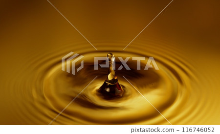 Super Slow Motion of Splashing Whiskey or Cider Drop, Filmed on High Speed Cinematic Camera at 1000 FPS 116746052