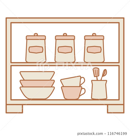 Kitchen drawer with utensils linear icon. Vector Illustration. Kitchen drawer with utensils linear icon. Vector Illustration. 116746199
