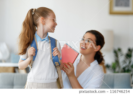 Happy family preparing for school Happy family preparing for school 116746254