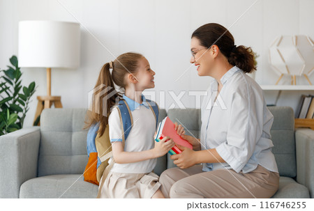 Happy family preparing for school Happy family preparing for school 116746255