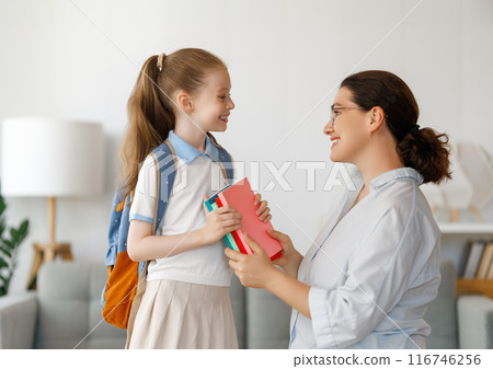 Happy family preparing for school Happy family preparing for school 116746256