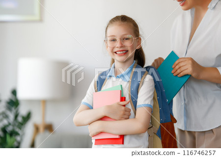 Happy family preparing for school Happy family preparing for school 116746257
