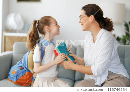 Happy family preparing for school 116746264