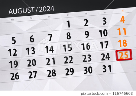 Calendar 2024, deadline, day, month, page, organizer, date, August, sunday, number 25 116746608