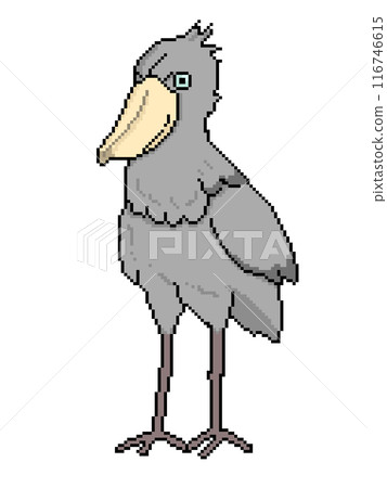 像素藝術動物插圖鯨頭鸛 116746615