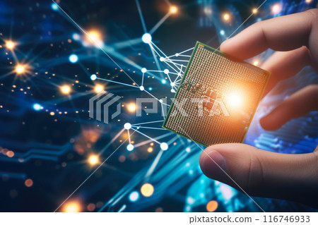 Tech Dreamscape: CPU on Blue Background Tech Dreamscape: CPU on Blue Background 116746933