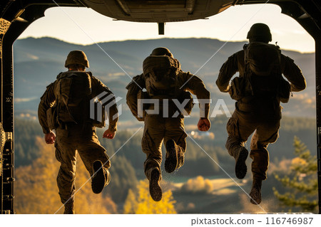 Tactical Deployment: US Marines Touching Down Tactical Deployment: US Marines Touching Down 116746987
