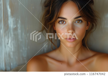 Alluring Beauty: Brown-Eyed Girl with Striking Makeup 116747042