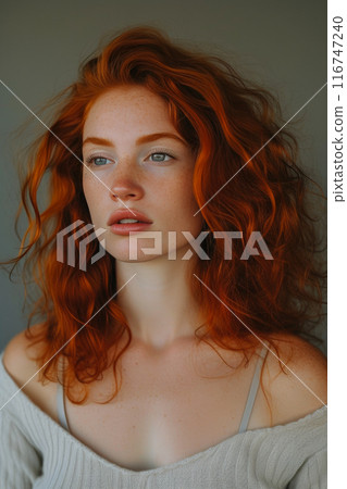 Auburn Aura: Softly Illuminated Red-haired Torso Auburn Aura: Softly Illuminated Red-haired Torso 116747240