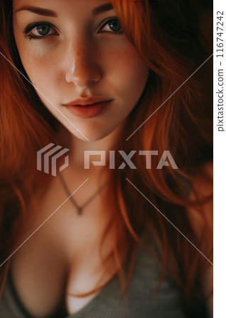 Sublime Scarlet: Natural Light Portrait of a Woman's Shoulder 116747242