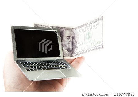 image of computer hand white background 116747855
