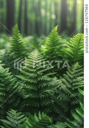 Green Fern Fronds Close Up 116747964