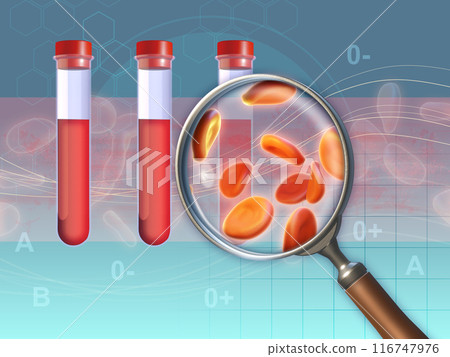 Blood sample tubes and magnifying lens 116747976