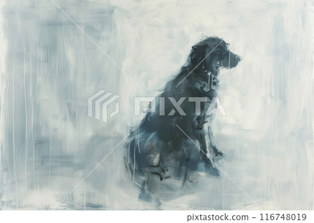 A painting of a wolf with a blue face 116748019