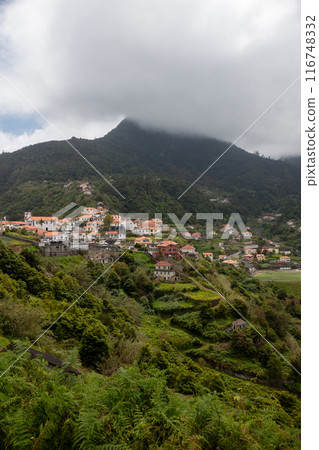 Mountains with houses, central Madeira, Portugal Mountains with houses, central Madeira, Portugal 116748332