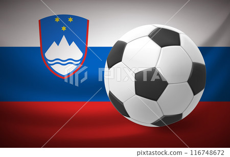 Flag of Slovenia with soccer ball. National football team concept. 3d vector illustration Flag of Slovenia with soccer ball. National football team concept. 3d vector illustration 116748672