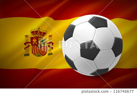 Flag of Spain with soccer ball. National football team concept. 3d vector illustration Flag of Spain with soccer ball. National football team concept. 3d vector illustration 116748677