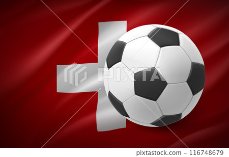 Flag of Switzerland with soccer ball. National football team concept. 3d vector illustration 116748679