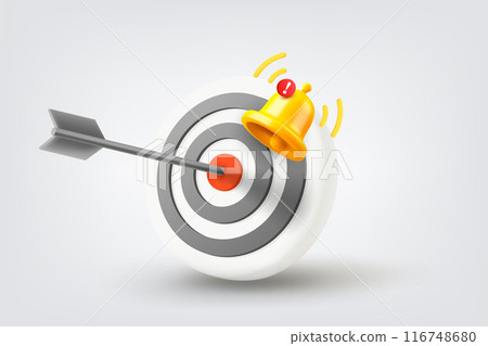 Dartboard with ringing bell. Vector 3d illustration Dartboard with ringing bell. Vector 3d illustration 116748680
