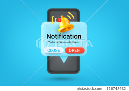 Receiving new notification concept. Vector 3d illustration Receiving new notification concept. Vector 3d illustration 116748682
