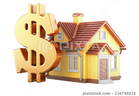 House with dollar symbol. 3D rendering House with dollar symbol. 3D rendering 116748818