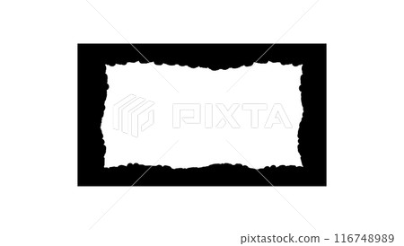 Rectangular gradient frame with torn inner borders for photo . Torn paper frame for design . Vector illustration. 116748989