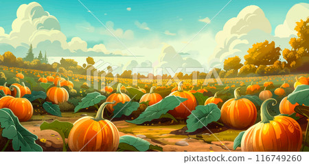 Pumpkin Field Cartoon Game Level Illustration Autumn Harvest Seasonal Landscape Farming Agriculture Countryside Rural Scene Vegetable Patch Digital Art Vector Graphics Pumpkin Field Cartoon Game Level Illustration Autumn Harvest Seasonal Landscape Farming Agriculture Countryside Rural Scene Vegetable Patch Digital Art Vector Graphics 116749260